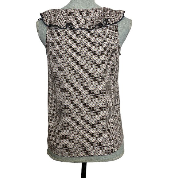 Cabi Ruffle V-Neck Pull Over Women's Tank Top Stars Patterned - Size Extra Small - Picture 2 of 6